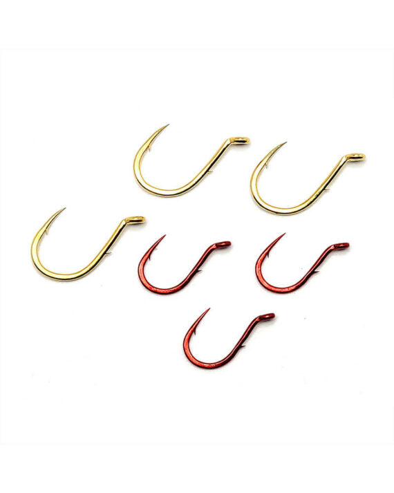 Single Egg Hooks, Barb On Shank - Red and Gold Group