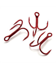 Treble Hooks, 2x Strong, Round Bend – Red