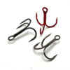 Treble Hooks, 2x Strong, Round Bend - Black and Red